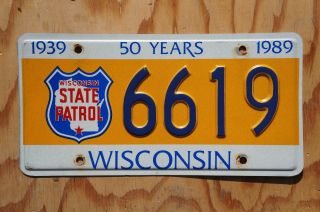 1989 Wisconsin State Patrol Police License Plate