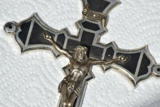 ⭐ Antique Crucifix,  Religious Cross,  Ebony Wood,  Bronze Christ