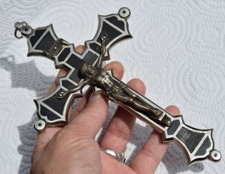 ⭐ antique crucifix,  religious cross,  ebony wood,  bronze christ 2