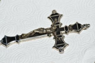 ⭐ antique crucifix,  religious cross,  ebony wood,  bronze christ 4