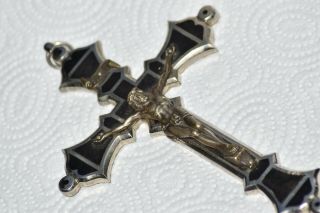 ⭐ antique crucifix,  religious cross,  ebony wood,  bronze christ 5