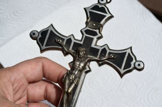⭐ antique crucifix,  religious cross,  ebony wood,  bronze christ 6