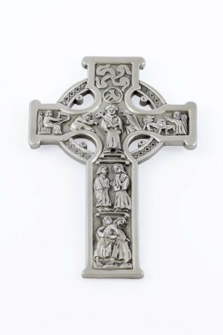 Pewter True Celtic Wall Cross In Antique Finish