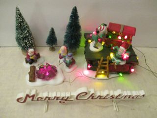 Dept 56 3 Seperate Lighted Ornaments With Adapter And And Trees