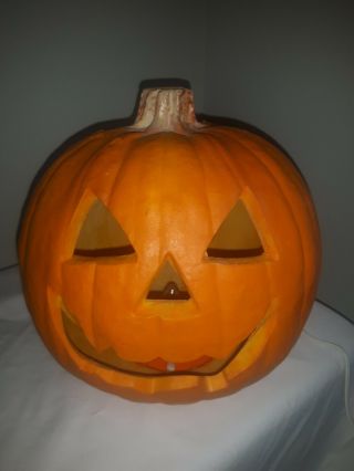 Vtg 1993 Trendmasters Pumpkin Halloween Light Up Foam Blow Mold Jack - O - Lantern