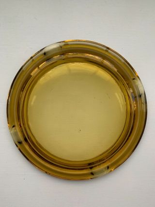 Vintage Heavy Amber Glass Ashtray 8 Inch Diameter