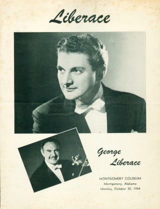 Program Liberace George Liberace Piano Concert Montgomery Alabama Baldwin 1954