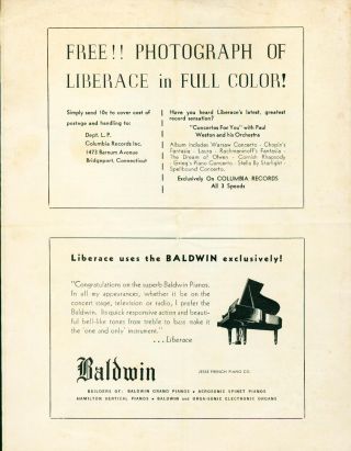Program Liberace George Liberace Piano Concert Montgomery Alabama Baldwin 1954 2