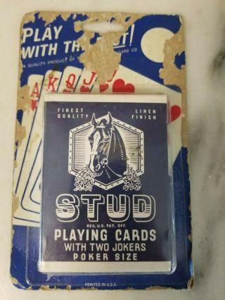 Vintage Stud Playing Cards Poker Size With 2 Jokers &