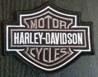 Harley Davidson Motorcycles Small Patch Bar Shield Grey And Black 3.  5 " X2.  75 "