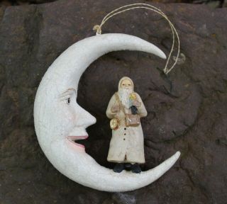 Bethany Lowe Designs Man In The Moon Santa Claus Winter Christmas Ornament