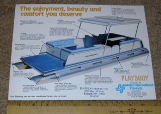 Vintage Playbuoy Pontoon Boat Dealer Stamped Sales Brochure