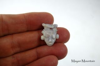 New: Mini Mayan Face Carving In Guatemalan Jadeite Jade Maya Warrior 14 Pendant