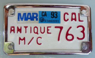 California Motorcycle Antique License Plate Bsa Bmw Triumph Indian Harley Norton