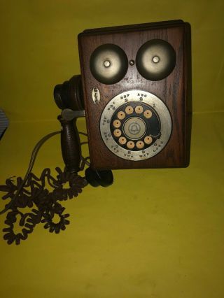 Vintage Wooden Wall Phone Rotary Dial - Western Electric Bell Telephone,  Ma Bell