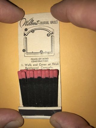 Full Matchbook 1940’s Wilbert Burial Vaults Recommended By Funeral Directors Old 5