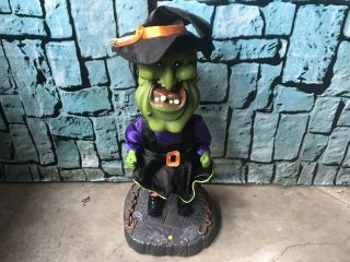Gemmy Animated Big Head Witch Dancing Halloween Prop Decoration Fully