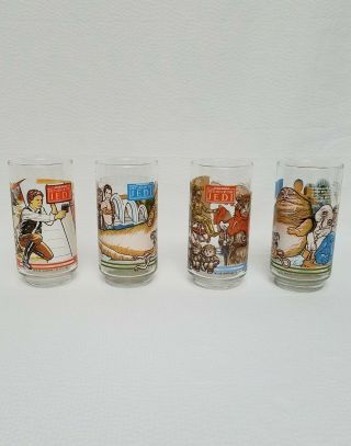 Return Of The Jedi 4 Vintage Drinking Glasses 1983 Coca Cola Burger King