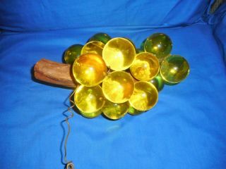 Vintage Acrylic Lucite Grape Cluster Gold Mid Century