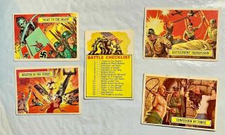5 - 1965 Topps Battle Cards 1,  31,  32,  43 & 66 (checklist)