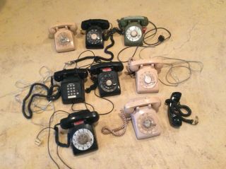 Vintage Telephones - 8 Rotary And Push Button - Different Colors