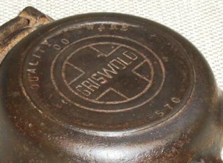 Vintage Cast Iron Skillet Ashtray GRISWOLD 570 00 Signed 264f 3