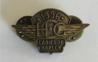 Harley Davidson Motorcycle Hog Hat Vest Jacket Pin Ladies Of Harley 1996