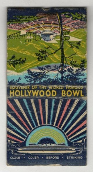 Souvenir Of The World Famous Hollywood Bowl Ca Vintage Matchbook Cover B23