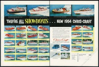 1954 Chris Craft Holiday Riviera Runabout Etc 33 Boat Color Pix Vintage Print Ad