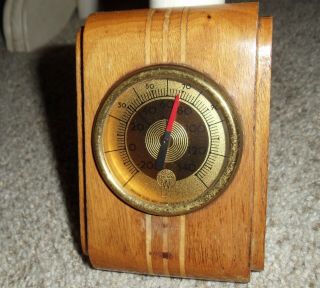 Vintage Westotherm West - O - Therm Wall Thermometer Art - Deco Wood Weston