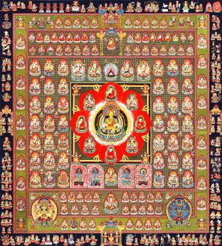35inch Tibet Buddhist Thangka Painting Mahavairocana Buddha - Womb Realm Mandala