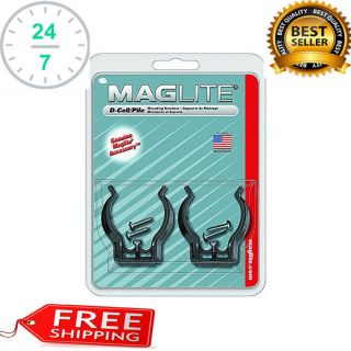 Mag Flashlight Bracket Mounting Clip D Cell Maglight Snap Clamp Holder 2 Pc