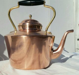 Vintage Copper & Brass Tea Kettle Large Pot Douro B & M Portugal
