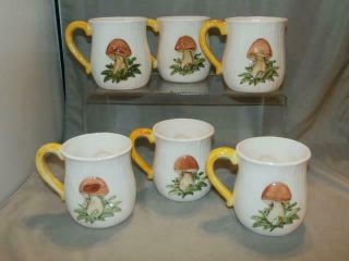 Set of 6 Vintage c.  1978 Sears Roebuck Merry Mushroom Mugs 3 3/8 