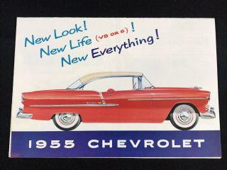 Vtg 1955 Chevrolet Chevy Car Dealer Sales Brochure Fold Out Poster