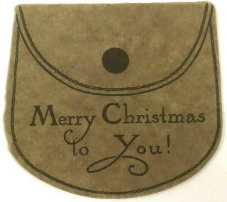 Vintage Antique Little Child Christmas Card Coin Pocket Purse Die Cut Rust Craft