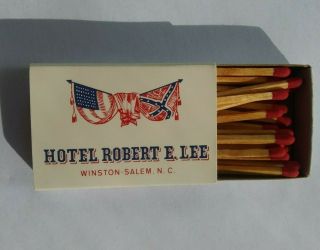 Vtg.  Matchbox From Hotel Robert E Lee,  Winston Salem N.  C 1921 - 1971,  Collectible