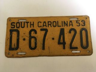 1953 South Carolina License Plate All Paint