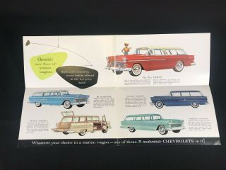 Vtg 1955 Chevrolet Station Wagon Car Dealer Sales Brochure Bel Air Nomad Two Ten 3