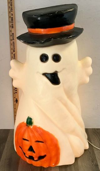 31 " Top Hat Ghost Jack - O - Lantern Blow Mold Lighted Halloween Yard Decor Vintage