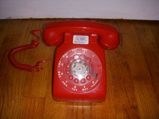 Vintage Red At&t Rotary Telephone Phone