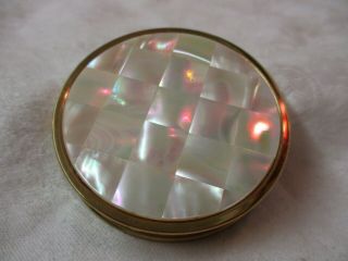 Vintage Max Factor Creme Puff Compact Mother Of Pearl Cover