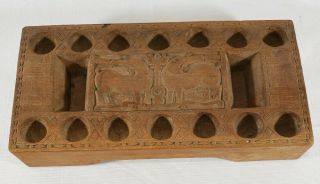 Primitive Kalah Hand Carved Wooden Game Tray (instructions Taped On Back)