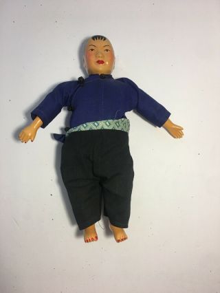 Vintage Unmarked Cloth And Composition Chinese Dolls 8.  5 " - 9.  5 "