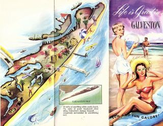 Galveston Texas Vintage Travel Brochure Nicely Illustrated Pictorial Map Photos