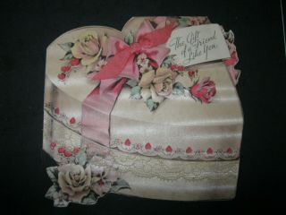 Vintage Greeting Card The Gift To A Friend By Rust Craft With Lace And Ribbon