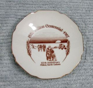1887 - 1987 Milton Nd Centennial 100th Souvenir Small 6 " Porcelain Plate S/h