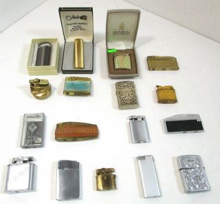 17 X Vintage Lighters 3 With Cases,  Ronson,  Marhill,  Calibri,  Various Styles