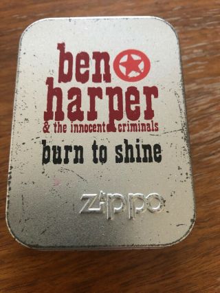 Rare Ben Harper “ Burn To Shine” Zippo Lighter