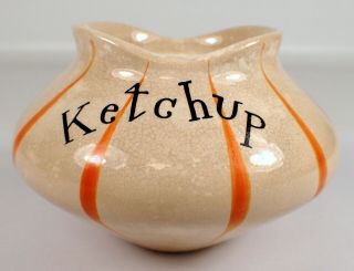 Vtg 1958 Holt Howard Pixieware Ceramic Orange & White Ketchup Jar Bottom